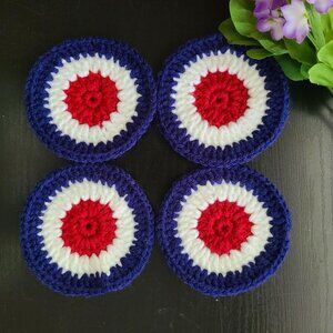 Crochet Handmade Coaster 4th of July Patriotic Americana USA Set of 4